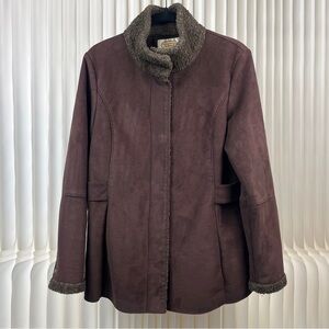 Talbots Imitation Suede Coat with Faux Shearling Lining